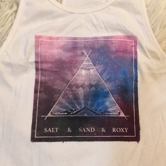 Roxy “Salt & Sand & Roxy” Graphic Sway Tank Top XS - Picture 4 of 8